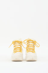 Bottega Veneta White & Yellow Puddle Bomber Boot