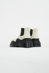 Bottega Veneta Cream & Black Leather Platform Chelsea Boot