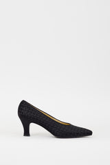 Bottega Veneta Black Satin Intrecciato Pump