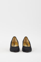 Bottega Veneta Black Satin Intrecciato Pump