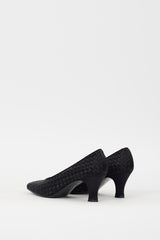 Bottega Veneta Black Satin Intrecciato Pump