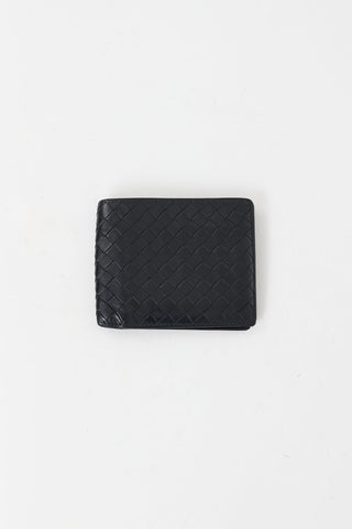 Bottega Veneta Black Intrecciato Leather Bifold Wallet