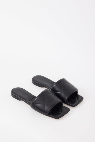 Bottega Veneta Black Leather Lido Slide