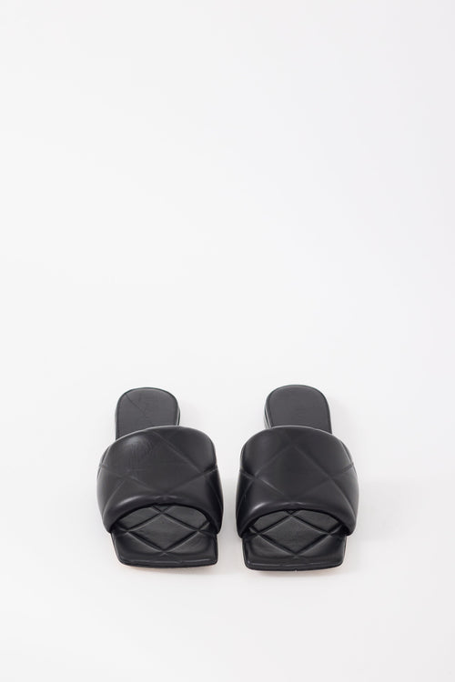 Bottega Veneta Black Leather Lido Slide