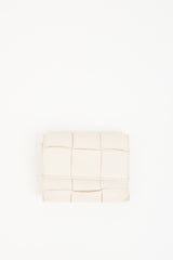 Bottega Veneta White Leather Intrecciato Trifold Wallet