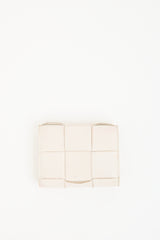 Bottega Veneta White Leather Intrecciato Trifold Wallet