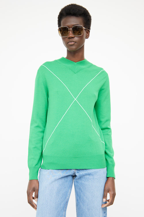 Bottega Veneta Green & White Long Sleeve Sweater