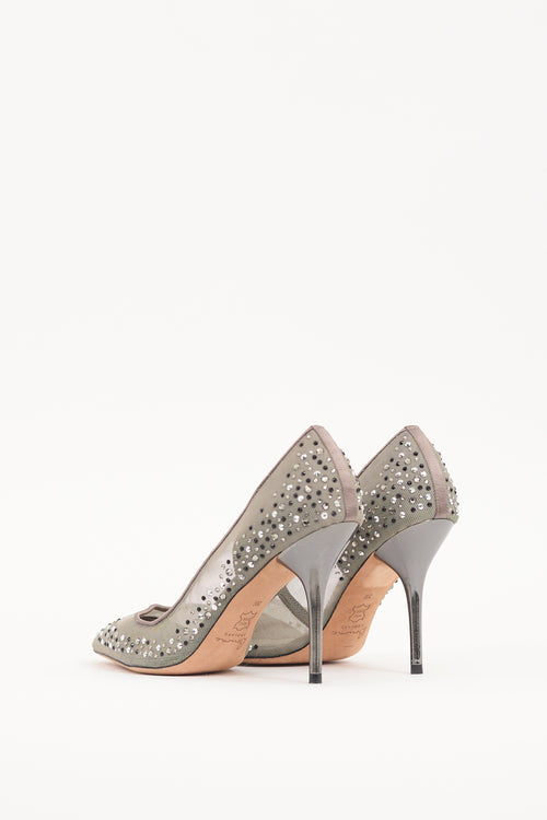 Bourne Grey Embellished Mesh Samantha Pump