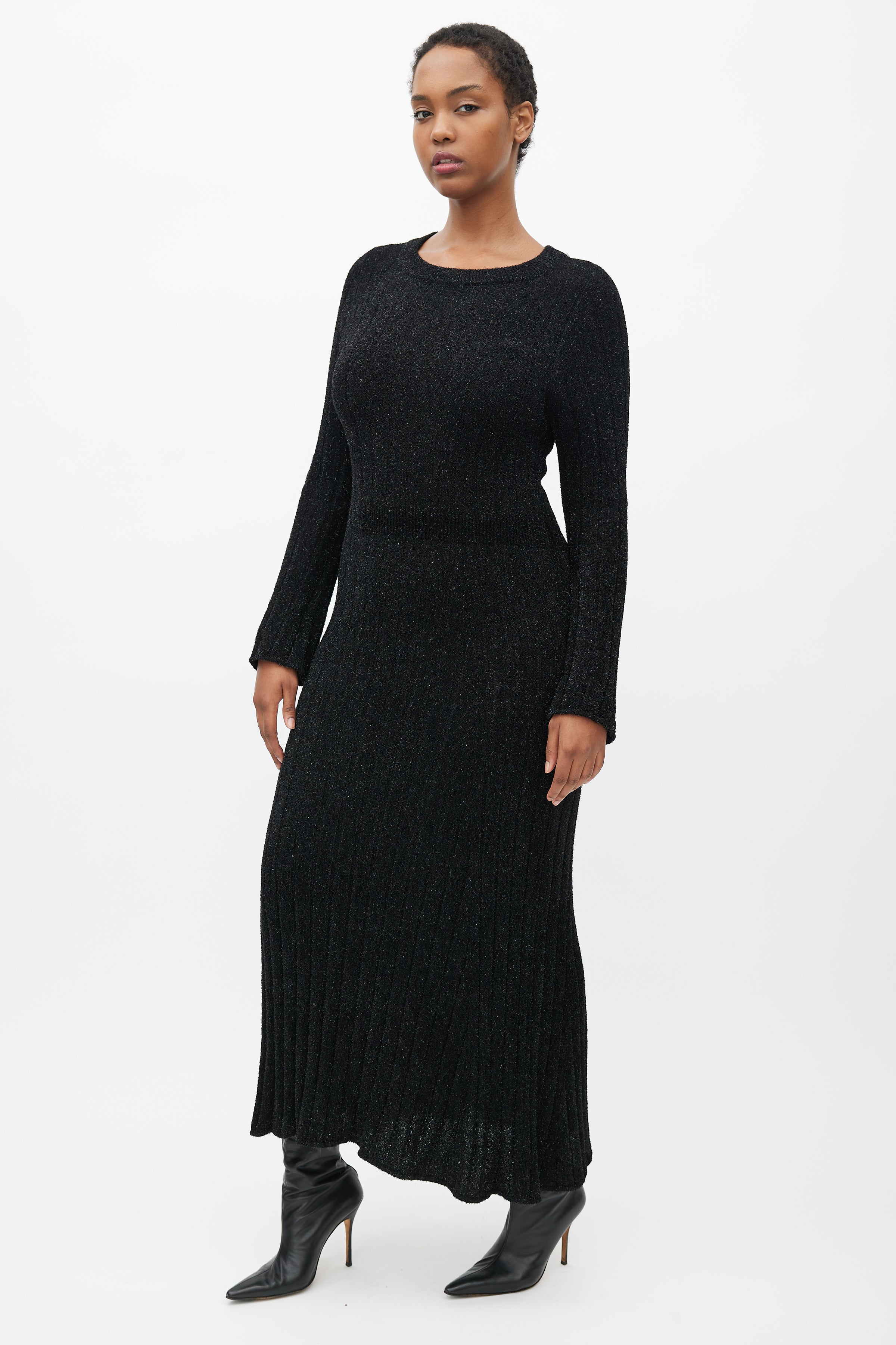 Brandon Maxwell // Black Glitter Maxi Dress – VSP Consignment