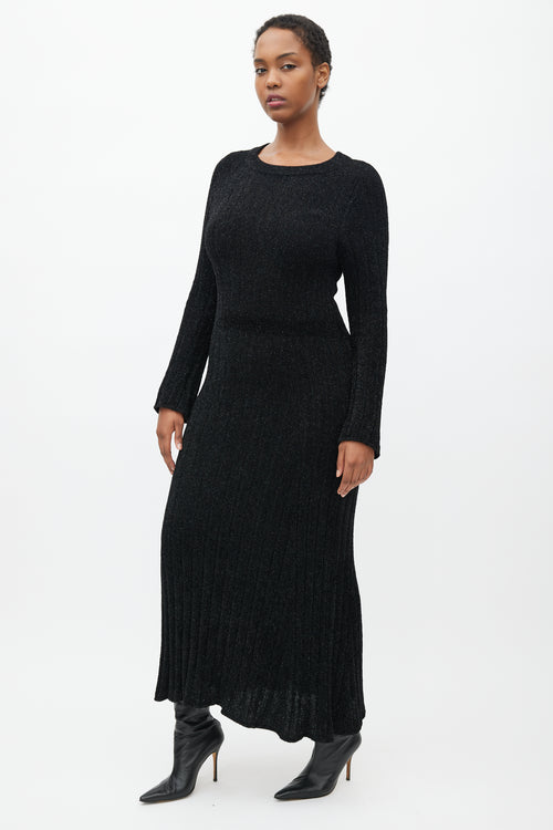 Brandon Maxwell Black Glitter Maxi Dress