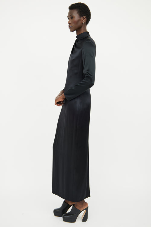 Brandon Maxwell Black Silk Long Sleeve Dress