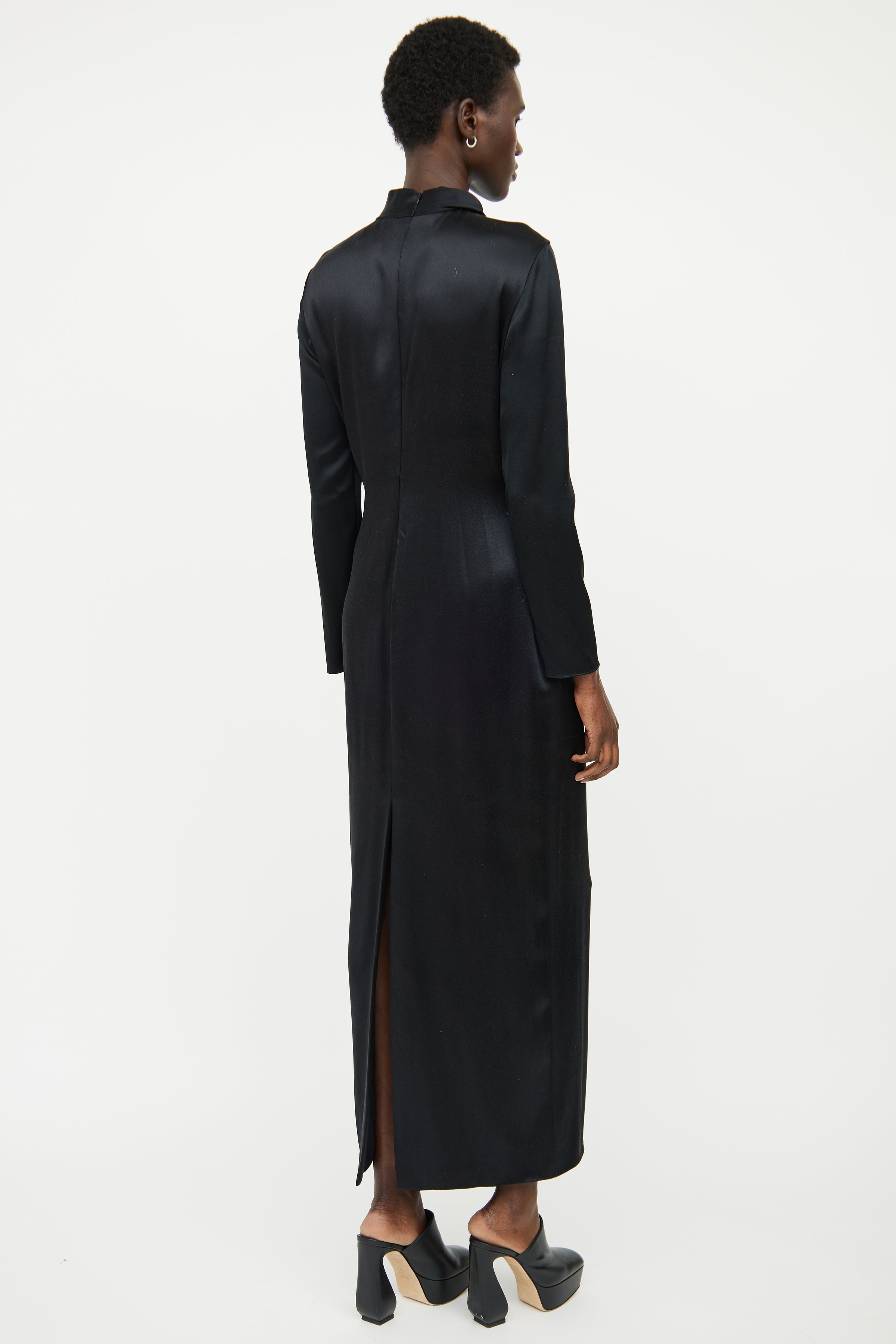 brandon maxwell black dress Brandon Maxwell Open-back Crepe Halterneck Gown In Black