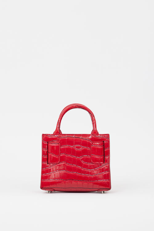 Brandon Blackwood Red Embossed Faux Patent Leather Kuei Bag