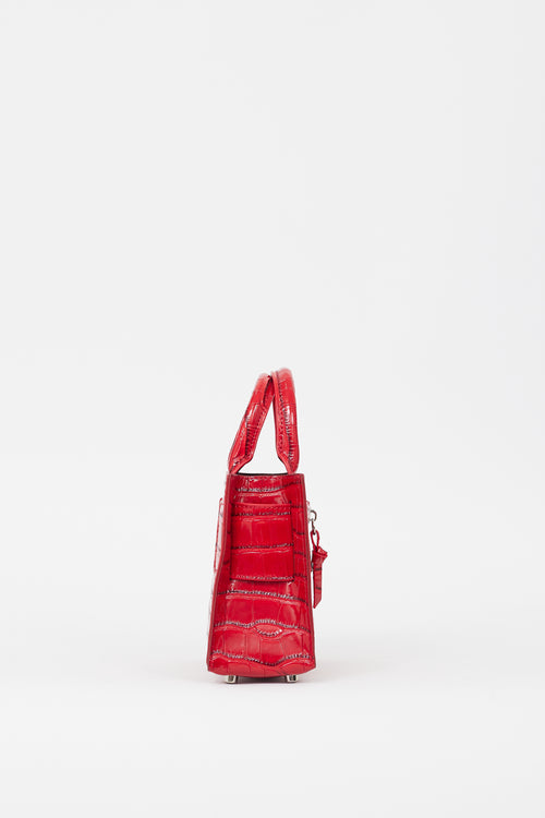 Brandon Blackwood Red Embossed Faux Patent Leather Kuei Bag