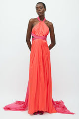 Brandon Maxwell SS 2018 Red & Pink Silk Drape Gown