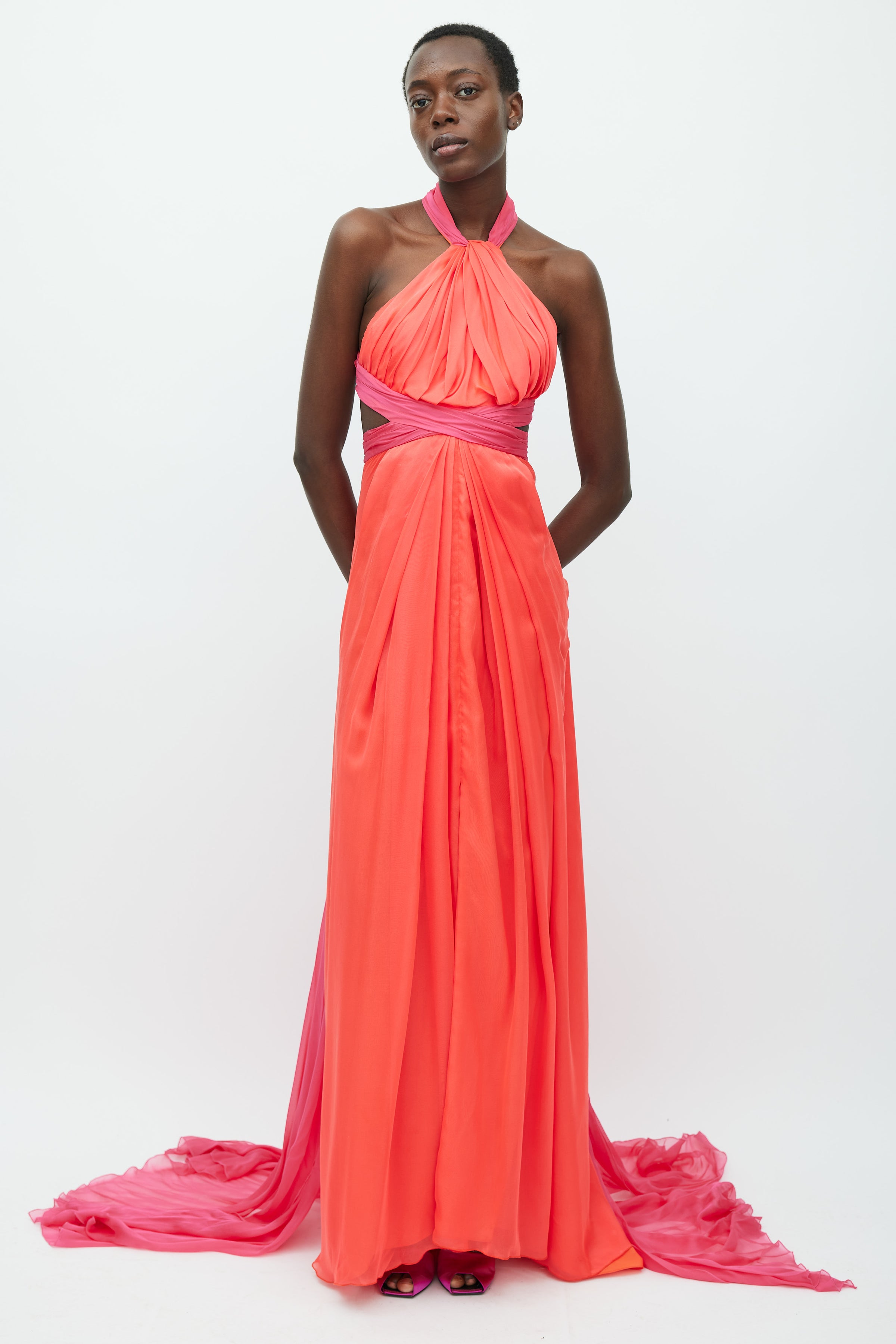 Brandon Maxwell // SS 2018 Red Pink Silk Drape Gown – VSP