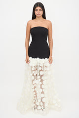 Alfabeta Strapless Appliqué Dress