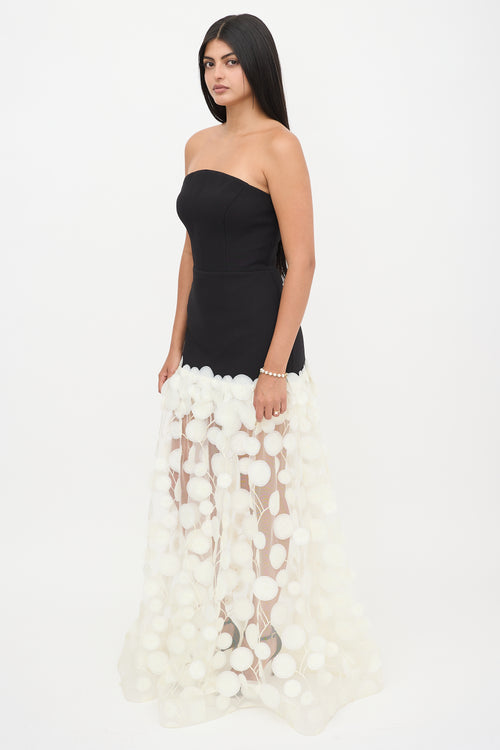 Alfabeta Strapless Appliqué Dress