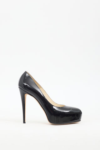 Brian Atwood Black Patent Leather Platform Pump