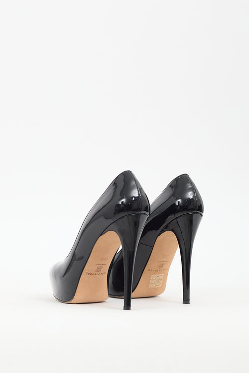 Brian Atwood Black Patent Leather Platform Pump