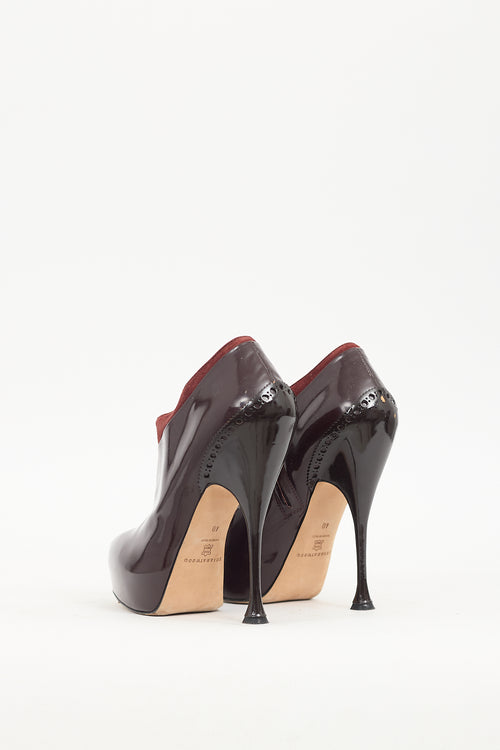 Brian Atwood Burgundy Patent Leather Heel Boot