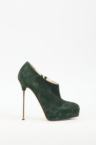 Brian Atwood Green Suede Ankle Pump Boot