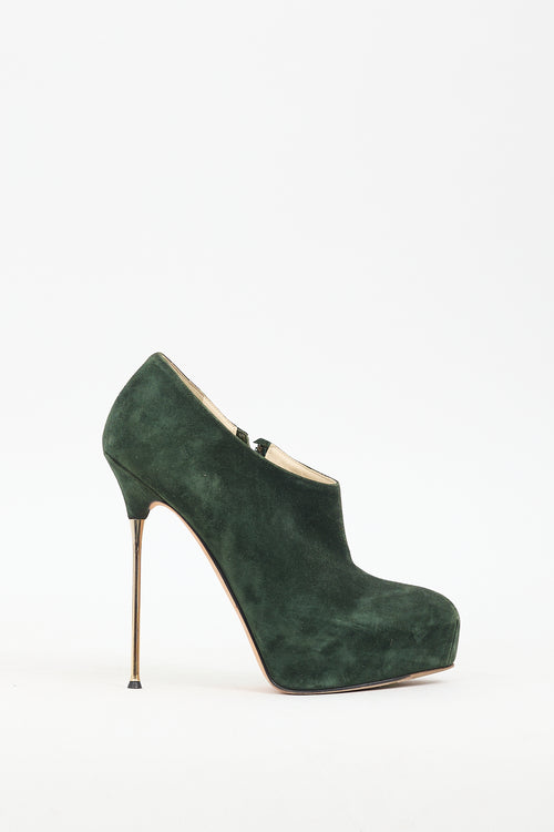 Brian Atwood Green Suede Ankle Pump Boot