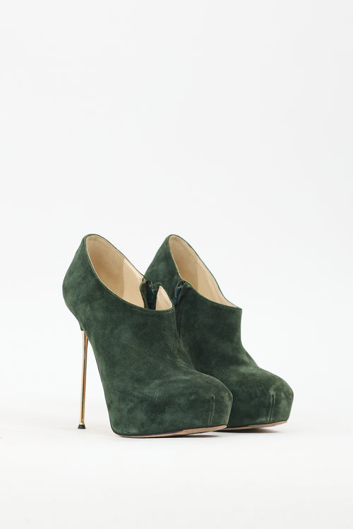 Brian Atwood Green Suede Ankle Pump Boot