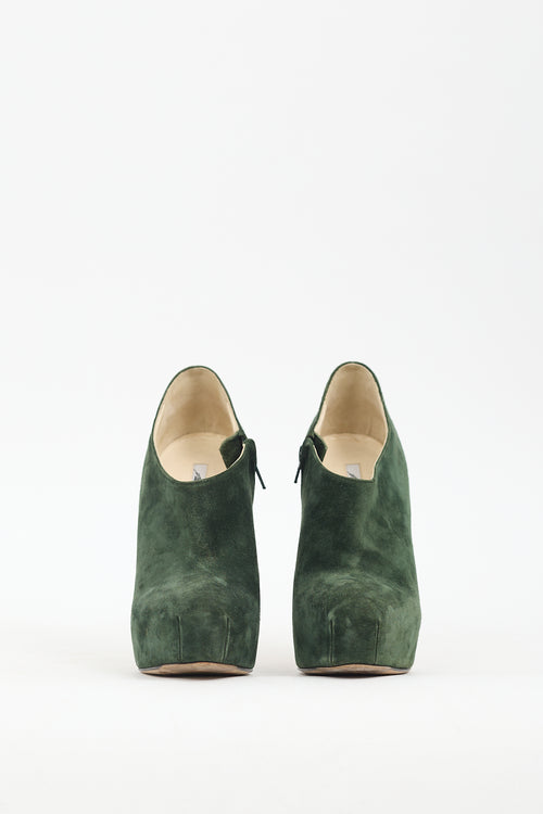 Brian Atwood Green Suede Ankle Pump Boot