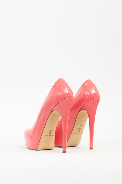 Brian Atwood Orange Patent Leather Platform Pump