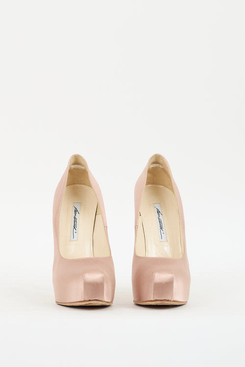 Pink Satin Platform Pump