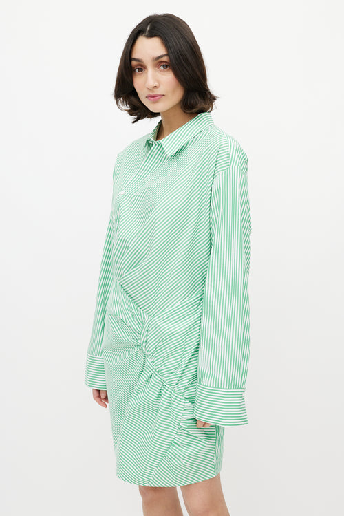 Brigette Herskind Green & White Stripe Long Shirt Dress