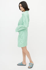Brigette Herskind Green & White Stripe Long Shirt Dress
