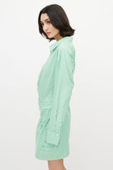 Brigette Herskind Green & White Stripe Long Shirt Dress