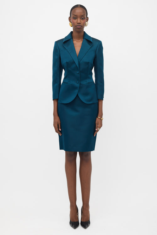 Brioni Silk Satin Skirt Suit