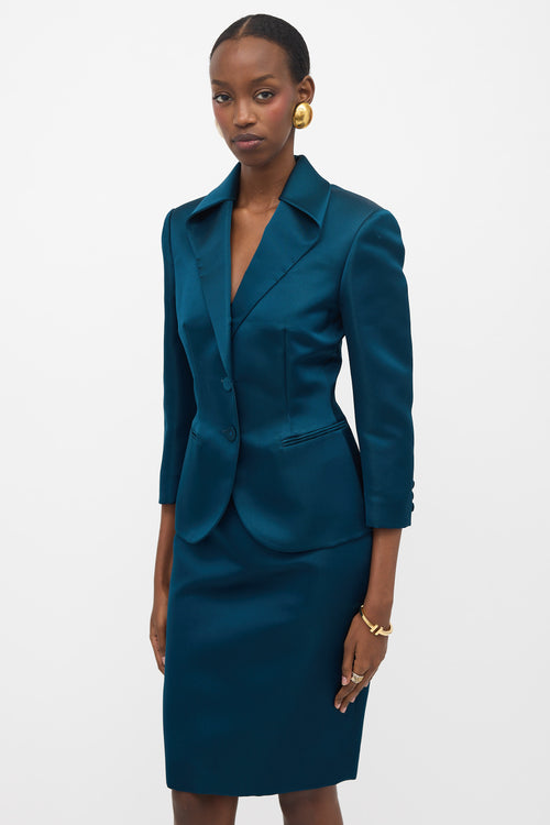Brioni Silk Satin Skirt Suit
