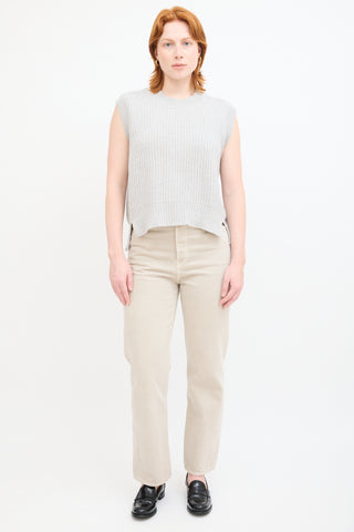 Brochu Walker Grey Cashmere Ribbed Knit Vest