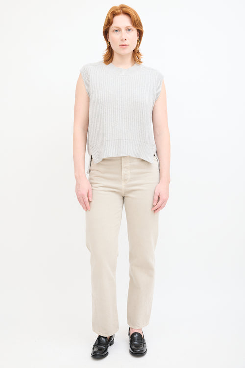 Brochu Walker Grey Cashmere Ribbed Knit Vest