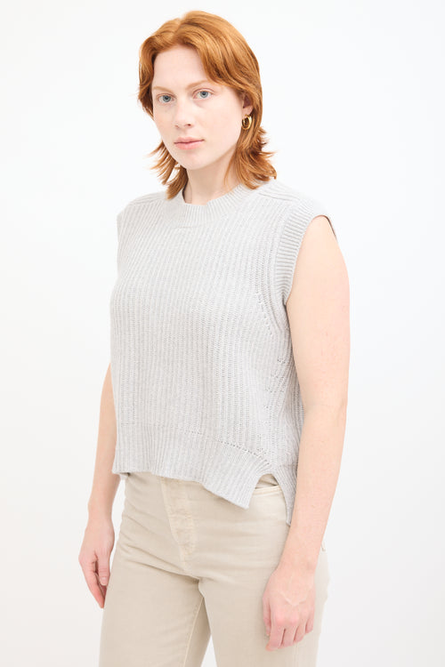 Brochu Walker Grey Cashmere Ribbed Knit Vest