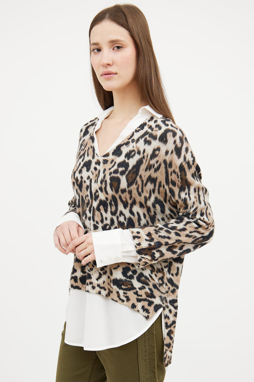 Brochu Walker White & Beige Printed Shirt Sweater