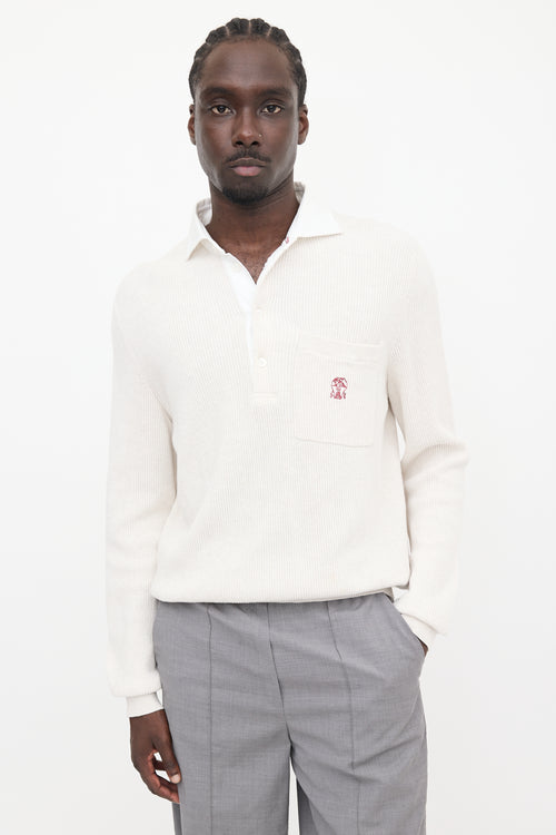 Brunello Cucinelli Ribbed Knit Polo Shirt