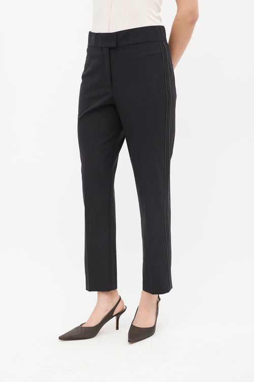 Brunello Cucinelli Black Wool & Nylon Monili Stripe Trouser