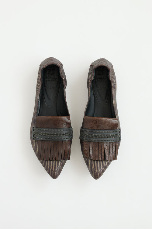 Brunello Cucinelli Pinstripe Monili Fringe Loafer