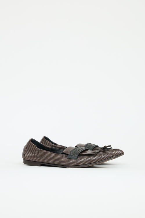 Brunello Cucinelli Pinstripe Monili Fringe Loafer