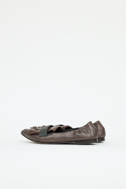 Brunello Cucinelli Pinstripe Monili Fringe Loafer