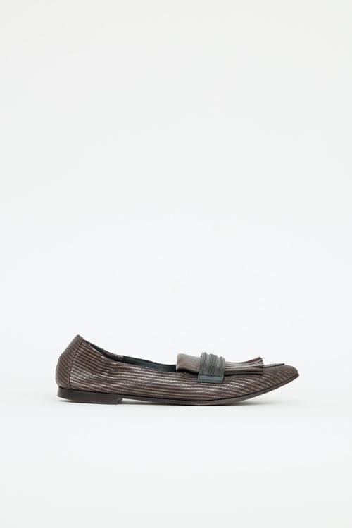 Brunello Cucinelli Pinstripe Monili Fringe Loafer