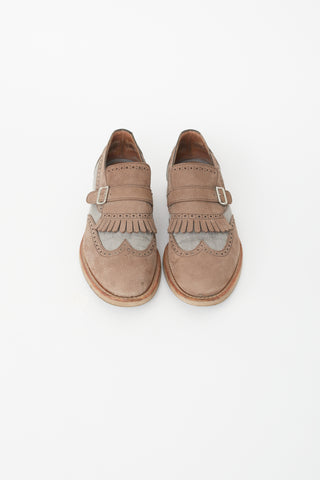 Brunello Cucinelli Grey & Brown Fringe Loafer