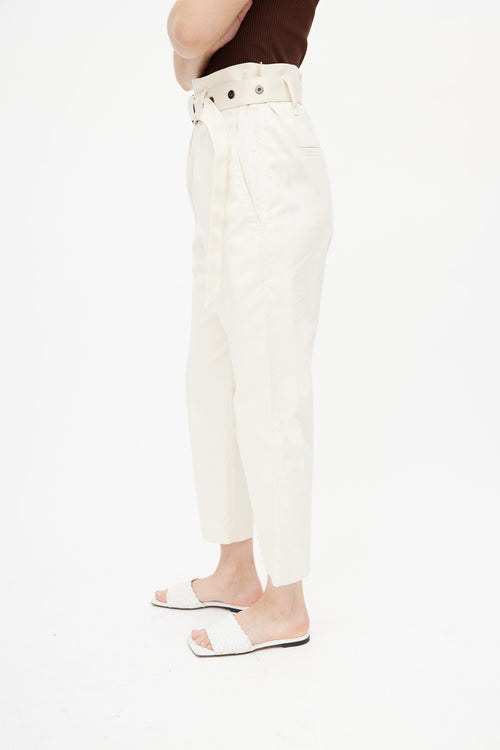 Brunello Cucinelli Beige Belted Trouser