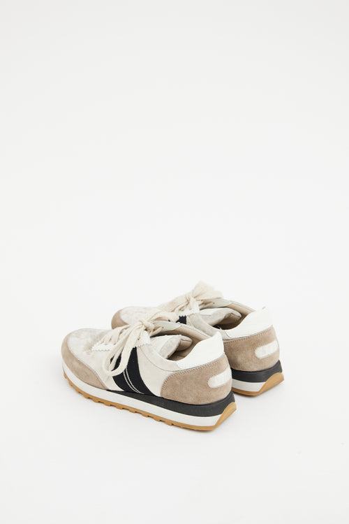 Brunello Cucinelli Cream & Beige Low Top Sneaker