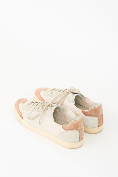 Brunello Cucinelli Beige & Brown Lace Up Sneaker